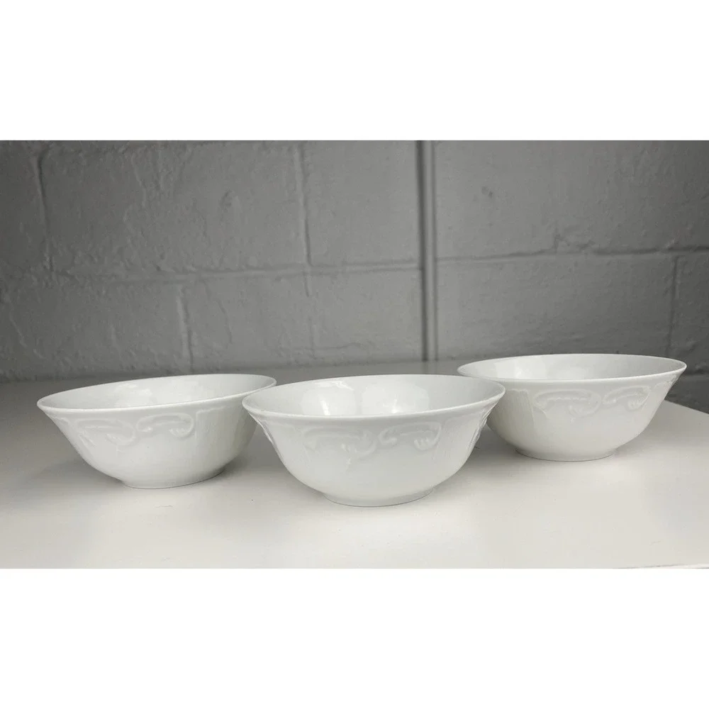 Vista Alegre Manueline White Coupe Cereal Bowl SET OF 3 Porcelain 5 3/8